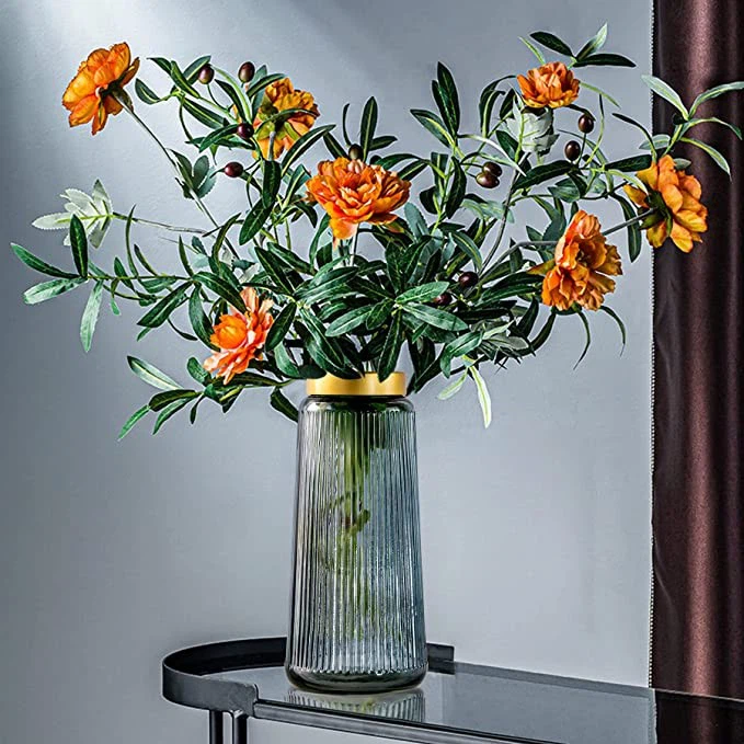 Flower Vase With Golden Metal Top