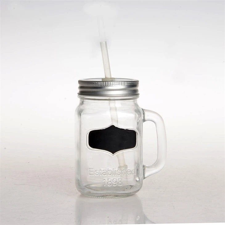 Glass Mason Jar With Straw