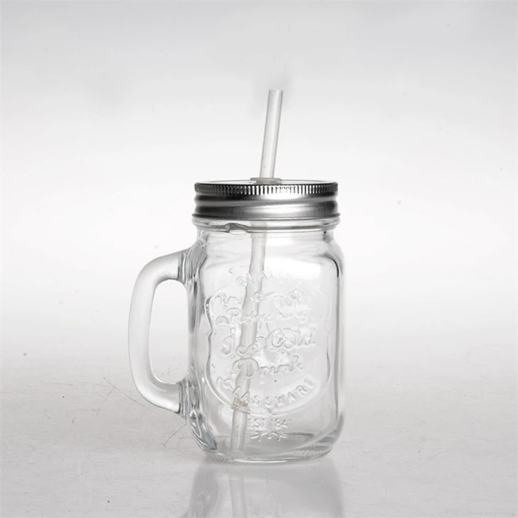 Glass Mason Jar With Straw