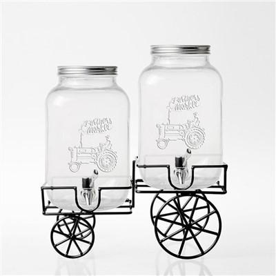 Диспенсър за сок за студени напитки с метална стойка