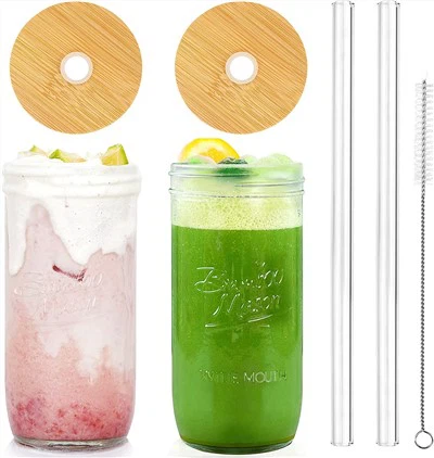 Стъклен буркан за пиене Mason с широко гърло