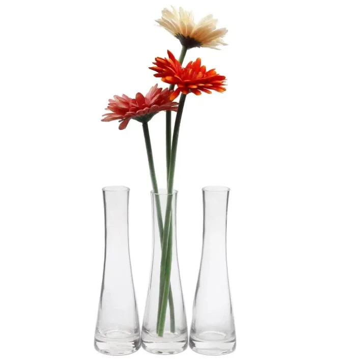 Прозрачна стъклена ваза за цветя