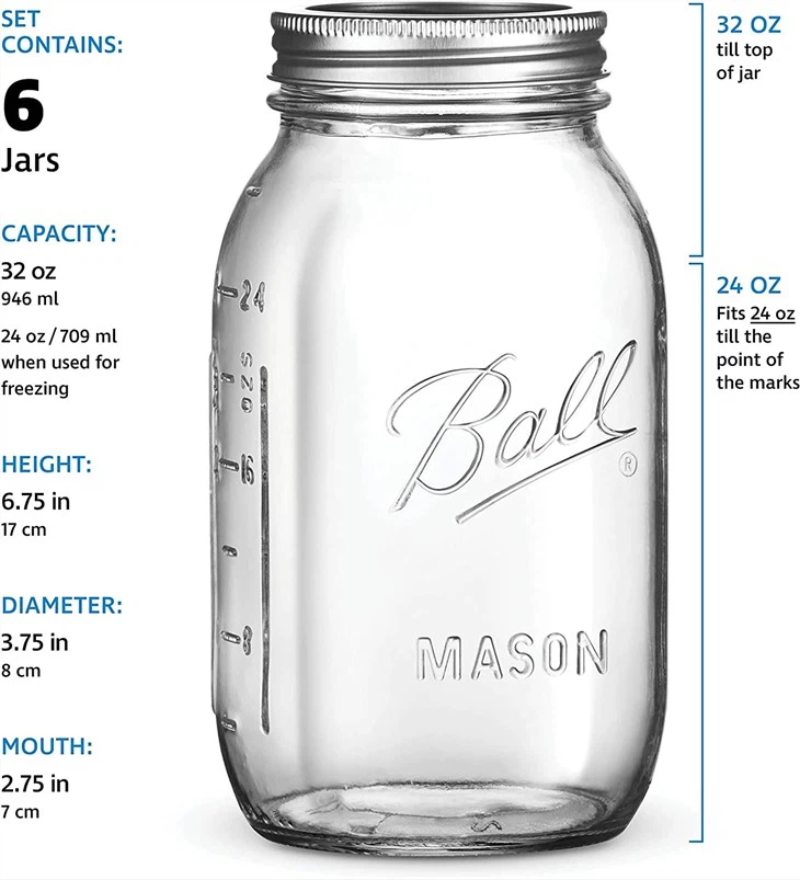 Mason Jar 32 OZ