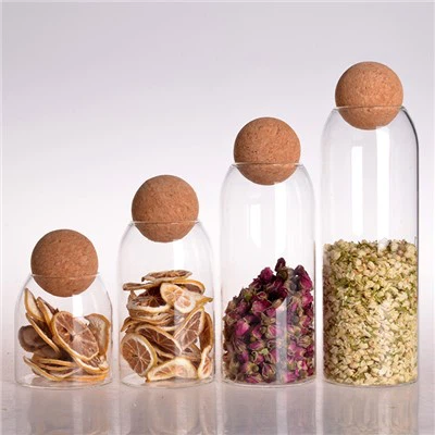 Стъклен контейнер за съхранение с топчеста тапа