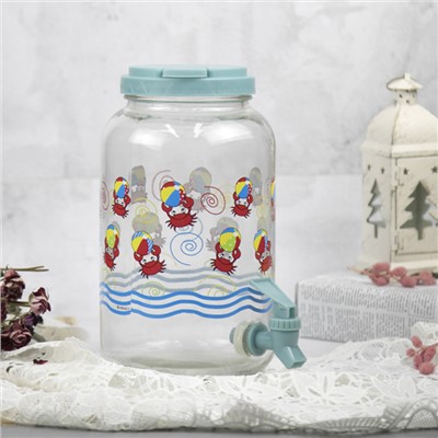 Стъклен диспенсър за вода с кран