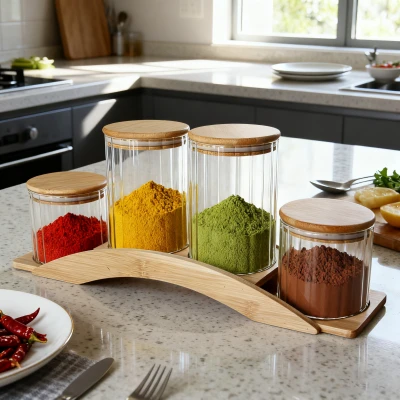 4Pcs Set Premium High Borosilicate Glass Storage Jars