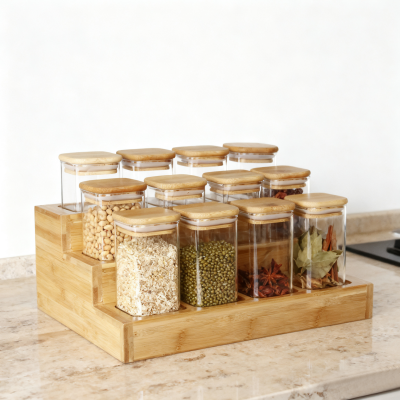 Комплект квадратни стъклени кутии от 12 части