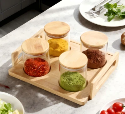 Комплект буркани за съхранение с високо съдържание на боросиликат от 4 части