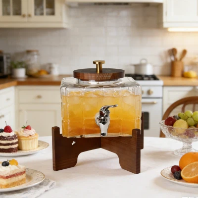 Правоъгълен стъклен диспенсър за напитки